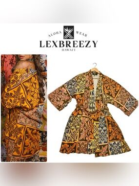🆕 Lexbreezy Hawaii ✨ Anuenue Quilt • Kimono Long Coverup • Era Collection • XL
